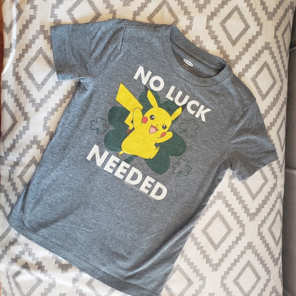 Old Navy Gray and Yellow Pikachu Tee
